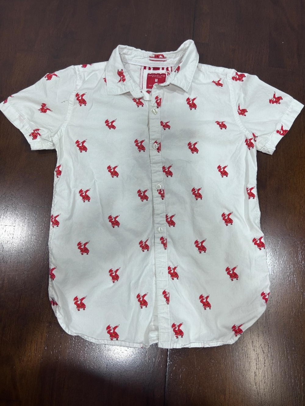 Kids Denim and Flower Dabbing Santa shirt button down Christmas soft- Size: 9/10